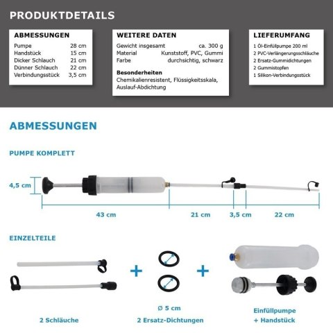 Pompa do napełniania i ekstrakcji płynów BITUXX 200 ml + 500 ml