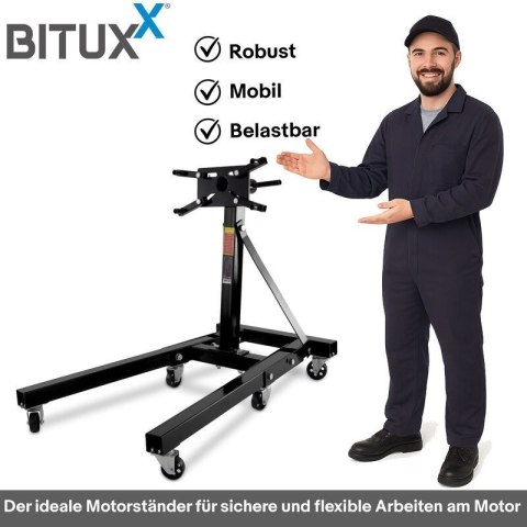Stojak pod silnik BITUXX do 900 kg składana podpora silnika z kółkami
