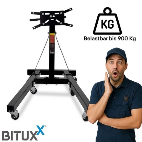 Stojak pod silnik BITUXX do 900 kg składana podpora silnika z kółkami