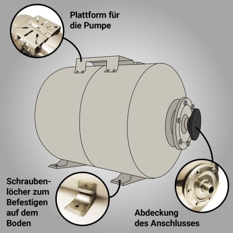 Zbiornik membranowy BITUXX 50L | Stal nierdzewna | Naczynie ciśnieniowe 6 bar