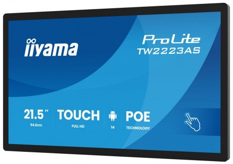 Monitor 21 5 cala ProLite TW2223AS-B3P POJ 10PKT 24 7 ANDROID14  450 cd m2  USB-C  2x2W  RJ45  3xUSB  iiSignage
