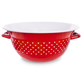 Miska z Uchwytami Kuchenna Emaliowana Retro Czerwona Stalowa ORION 2,5 L