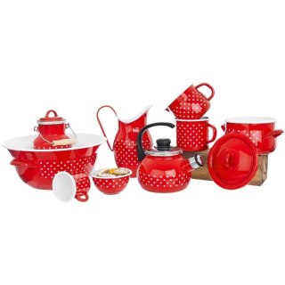 Miska z Uchwytami Kuchenna Emaliowana Retro Czerwona Stalowa ORION 2,5 L