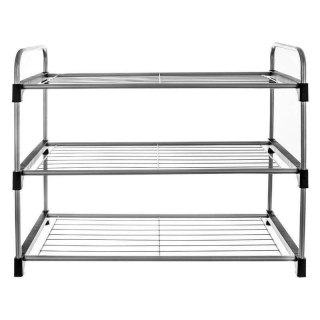 Regał na Buty Metalowy Srebrny 3 Poziomy 655 x 30 x 54 cm ORION