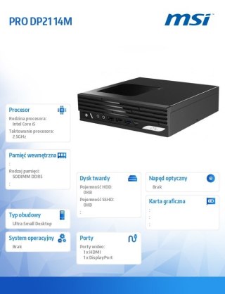 Komputer PRO DP21 14M-243BEU nOS i5-14400 WiFi BT Black