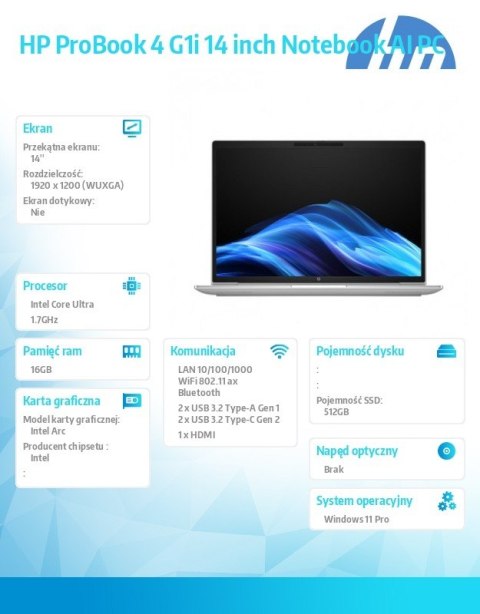 Notebook ProBook 4 G1i U7-255H 512GB 24GB W11P 14 0 C51N2ET