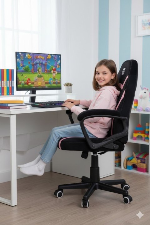 Fotel obrotowy do biurka MARIO ALCANTARA BLACK + PINK