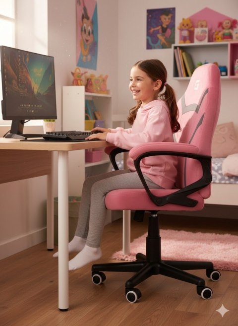 Fotel obrotowy do biurka MARIO ALCANTARA PINK + GREY