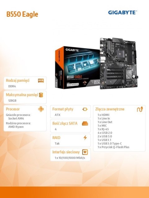 Płyta główna B550 EAGLE AM4 4DDR4 HDMI ATX
