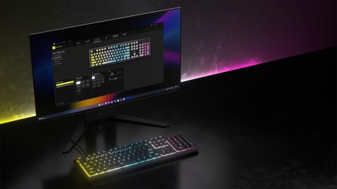 Klawiatura CORSAIR Tas K55 CORE BLACK RGB, Gumowa kopuła, Mechaniczna, USB