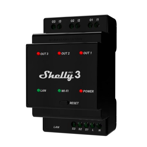 Inteligentny przełącznik Shelly "Pro 3" WLAN & LAN switching drive 3 x 16 A