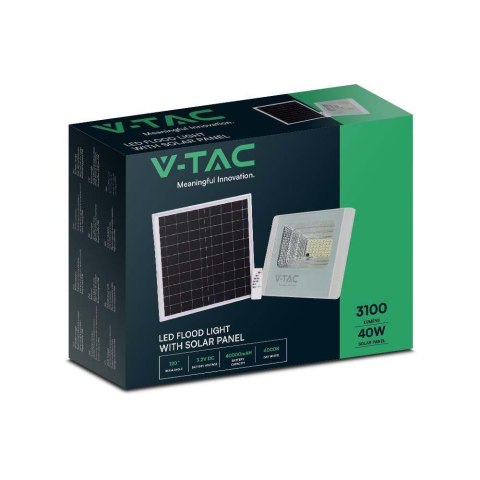Projektor LED solarny V-TAC 40W biały IP65 pilot timer VT-200W 6400K 3100lm