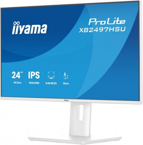 Monitor ProLite 23.8 cala XB2497HSU-W1 IPS,FHD,HDMI,DP,120Hz,350CD,2xUSBv3.2, 2xUSB-C, GW 5lat, HAS 150/PIVOT, BIAŁY