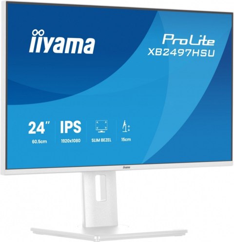Monitor ProLite 23.8 cala XB2497HSU-W1 IPS,FHD,HDMI,DP,120Hz,350CD,2xUSBv3.2, 2xUSB-C, GW 5lat, HAS 150/PIVOT, BIAŁY