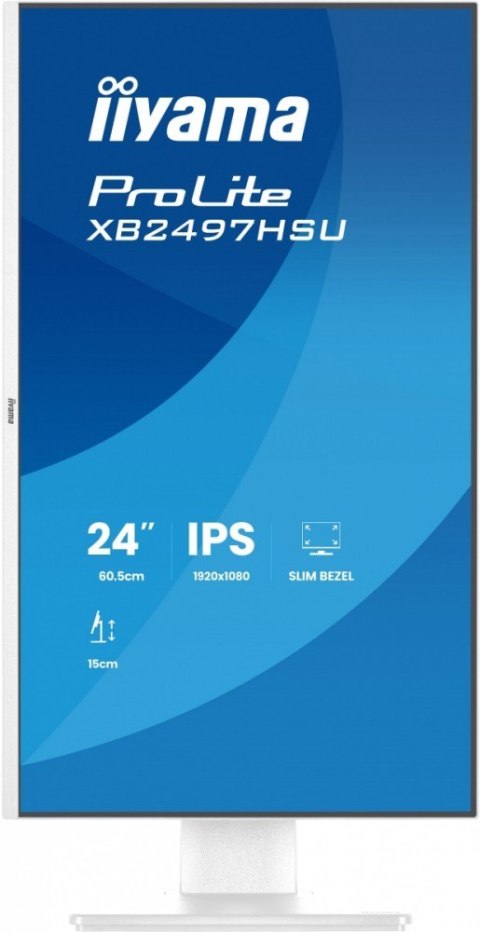 Monitor ProLite 23.8 cala XB2497HSU-W1 IPS,FHD,HDMI,DP,120Hz,350CD,2xUSBv3.2, 2xUSB-C, GW 5lat, HAS 150/PIVOT, BIAŁY