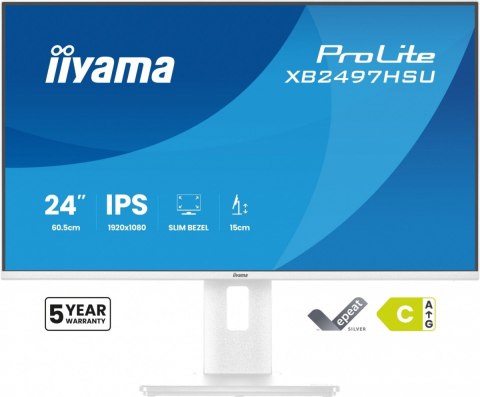 Monitor ProLite 23.8 cala XB2497HSU-W1 IPS,FHD,HDMI,DP,120Hz,350CD,2xUSBv3.2, 2xUSB-C, GW 5lat, HAS 150/PIVOT, BIAŁY
