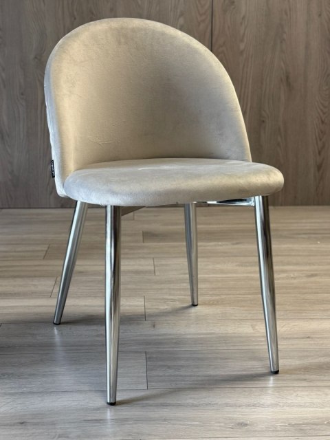 Krzesło tapicerowane GLORIA LIGHT GREY VELVET SILVER