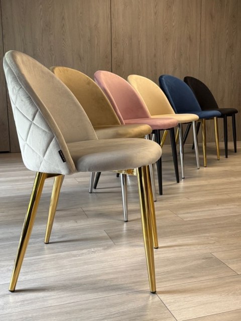 Krzesło tapicerowane GLORIA LIGHT GREY VELVET SILVER