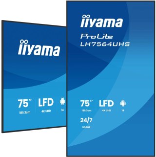 Płaski ekran iiyama LH7564UHS-B1AG 75 IN LCD UHD - 190.5 cm
