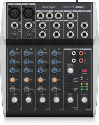 Behringer 802S - 8-kanałowy kompaktowy mikser analogowy z interfejsem USB zaprojektowany specjalnie do obsługi podcastów, stream
