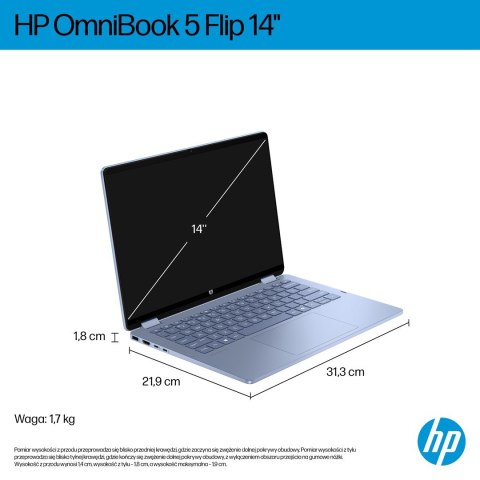 HP OmniBook 5 Flip 14-fp0004nw Core 5 120U 14"2K Touch IPS 300nits 16GB LPDDR5 5200 SSD512 Intel Graphics Cam 1080p 68Wh Win11 B