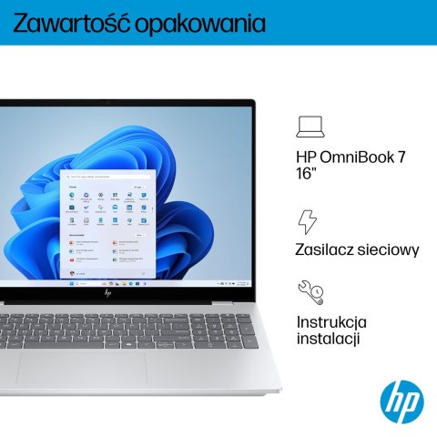HP OmniBook 7 16-az0222nw Core 5 210H 16"2K 300nits AG 16GB DDR5 5200 SSD512 Intel Graphics Cam 5 Mpx IR 70Wh Win11 Glacial Silv