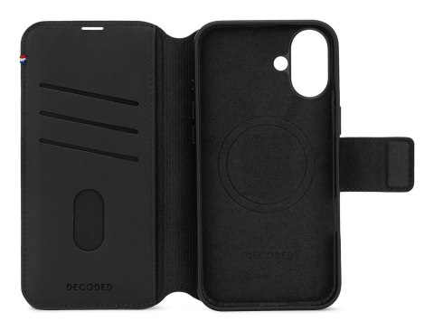 Skórzana obudowa ochronna do iPhone 16 kompatybilna z MagSafe, czarna