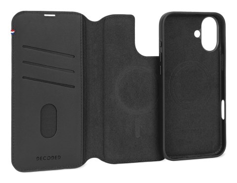 Skórzana obudowa ochronna do iPhone 16 kompatybilna z MagSafe, czarna