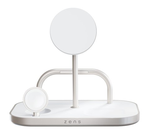 Ładowarka ZENS ZEDC29W/00, Wewnątrz, AC, USB, Ładowanie bezprzewodowe, 1 m, Srebrny, Biały