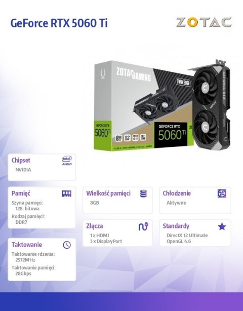 Karta graficzna GeForce RTX 5060 Ti 8GB TWIN EDGE GDDR7 128bit