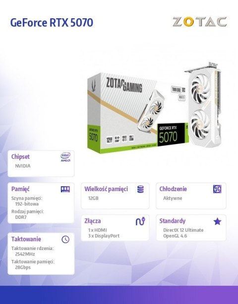Karta graficzna GeForce RTX 5070 TWIN EDGE OC WHITE 12GB GDDR7 192bit