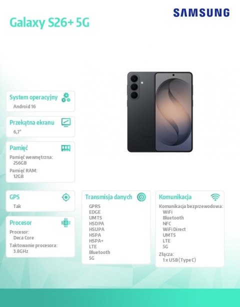 Smartfon Galaxy S26+ 5G 12 256GB DualSIM czarny