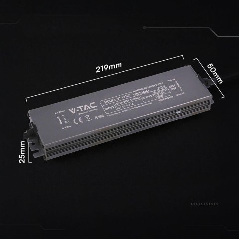 Zasilacz do LED hermetyczny SLIM V-TAC 100W 12V 8.3A IP67 filtr EMI VT-13100