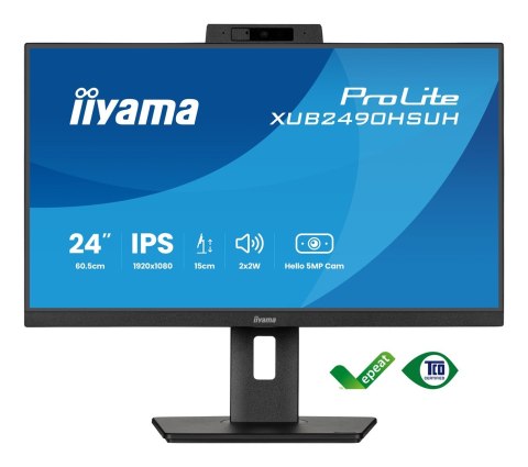 Monitor Iiyama TFT XUB2490HSUH IPS 24''//HDMI/DP/USB/Webcam/hoev - Płaski ekran - 60,5 cm