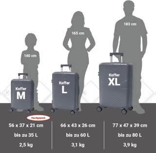 Walizki Podróżne Berwin Zestaw 3 szt Twarde Na Kółkach TSA XL L M Samolot