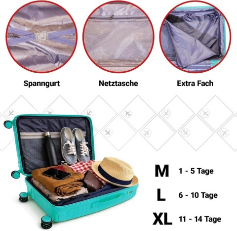 Zestaw Walizek Podróżnych Berwin 3 szt Twarde Na Kółkach TSA XL L M