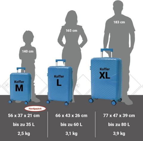 Zestaw Walizek Podróżnych Berwin 3 szt Twarde Na Kółkach TSA XL L M