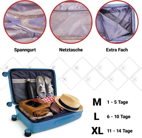 Zestaw Walizek Podróżnych Berwin 3 szt Twarde Na Kółkach TSA XL L M