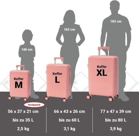 Zestaw Walizek Podróżnych Berwin 3 szt Twarde Na Kółkach TSA XL L M
