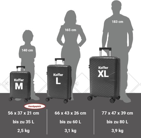Zestaw Walizek Podróżnych Berwin 3 szt Twarde Na Kółkach TSA XL L M