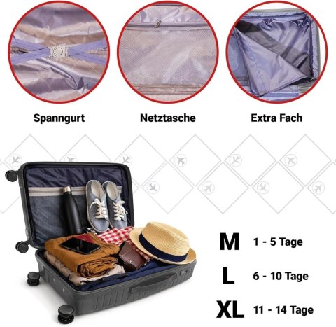 Zestaw Walizek Podróżnych Berwin 3 szt Twarde Na Kółkach TSA XL L M