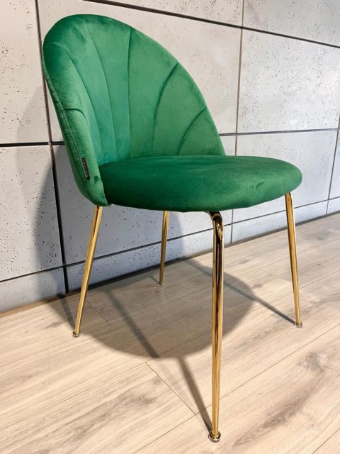 Krzesło tapicerowane CAMILA GREEN VELVET GOLD