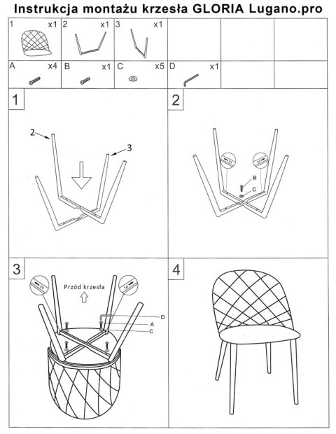 Krzesło tapicerowane GLORIA CREAM VELVET GOLD