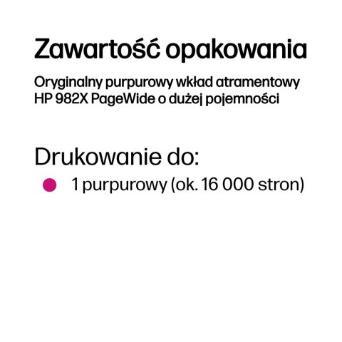 HP Oryginalny purpurowy wkład atramentowy 982X PageWide o dużej pojemności