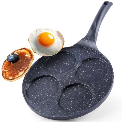 Patelnia do Jajek Placków 4 Otwory Granitowa Nieprzywierająca ORION 27 cm