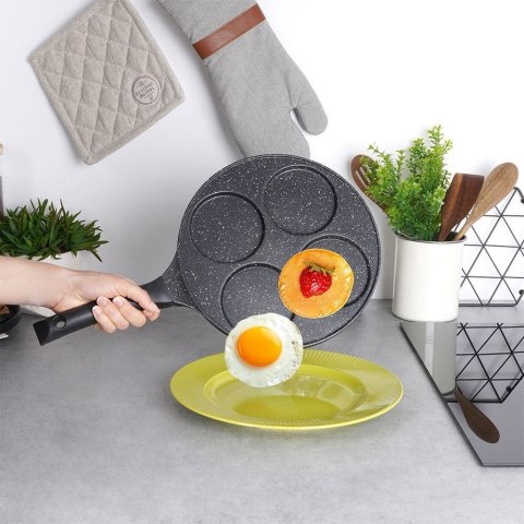 Patelnia do Jajek Placków 4 Otwory Granitowa Nieprzywierająca ORION 27 cm