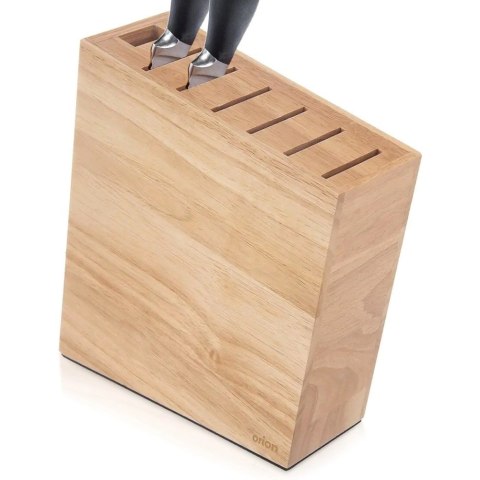 Stojak na Noże Drewno Kauczukowe 6 Miejsc Ostrzałka 23 cm ORION