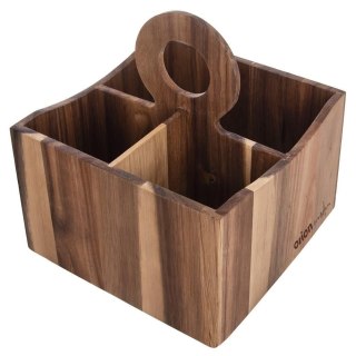 Stojak na Sztućce Sosy Przyprawy Drewniany Solidny ORION 18,5 x 18,5 x 22cm