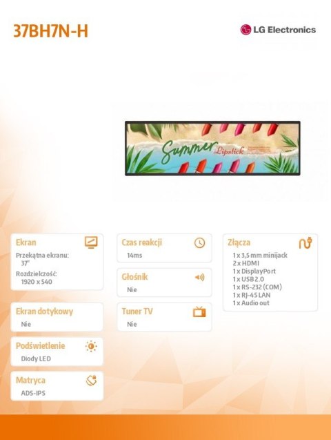 Monitor wielkoformatowy 37BH7N-H Stretch 700cd m2 32:9 wide