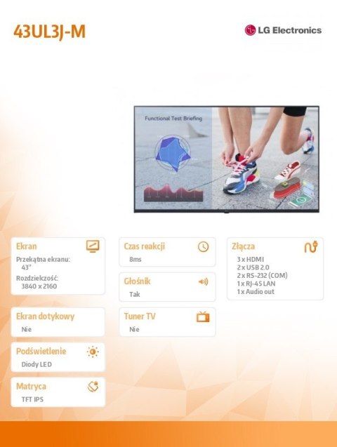 Monitor wielkoformatowy 43UL3J-M 43 cale UHD IPS 16 7 300cd m2